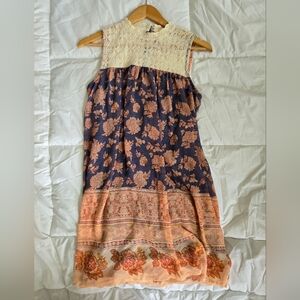 Xhilaration Cream and Coral Floral Mini Dress